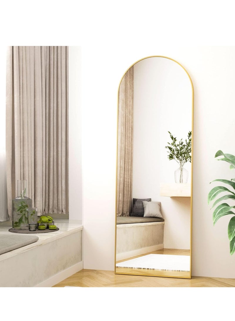 فيبارتي مرآة مقوسة كاملة الطول - قائمة ومثبتة على الحائط، زجاج عالي الدقة، زوايا قابلة للتعديل، إطار ألومنيوم قوي، 160 × 50 سم، ديكور منزلي حديث وأنيق لغرفة النوم، وغرفة المعيشة، والممر، وغرفة الملابس، والمدخل، والخزانة، والممر - متينة، تصميم عالي الجودة (ذهب) - Image 5