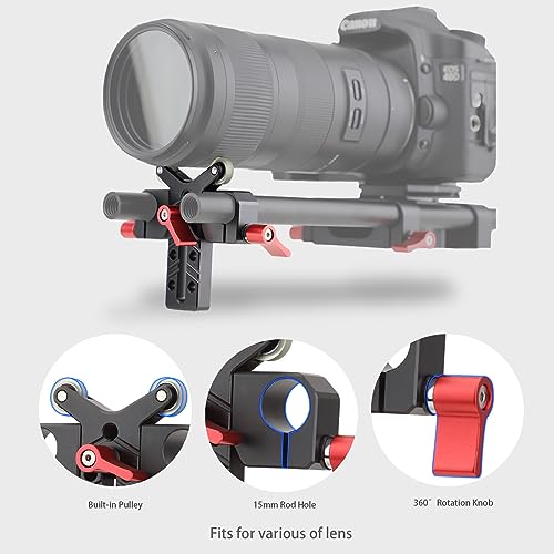 LEFTFOTO YShaped Lens BracketTelephoto Long Lens Support Bracket with Builtin Pulleyfor DSLR Camera Shoulder Rig with 15mm Rods Height Adjustable - Image 3