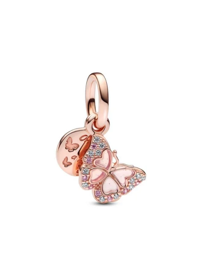 PANDORA Pink Butterfly & Quote Double Dangle Charm