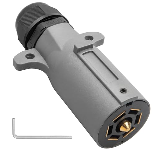 Oyviny RV 7 Pin Trailer Plug with IP68 Waterproof Seal, Detachable 7 Way Round RV-Style Trailer Side Connector 7 Point Trailer Wiring Plug - Image 1