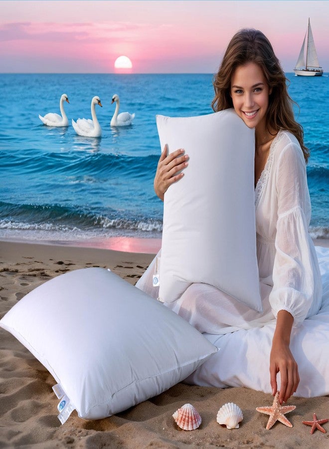 LIANLAM Goose Feather Down Pillows Set of 2, 100% Cotton Shell,Hotel Pillow for Neck Pain Relief, Perfect for Side, Back Sleepers - 20"x38" - Image 1