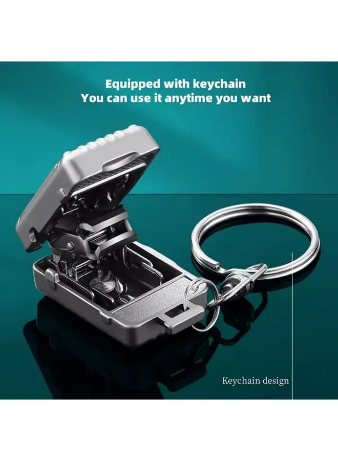 Grey Small Stainless Steel Nail Clipper Compact Travel Design Hidden Blade Odorless - Image 3