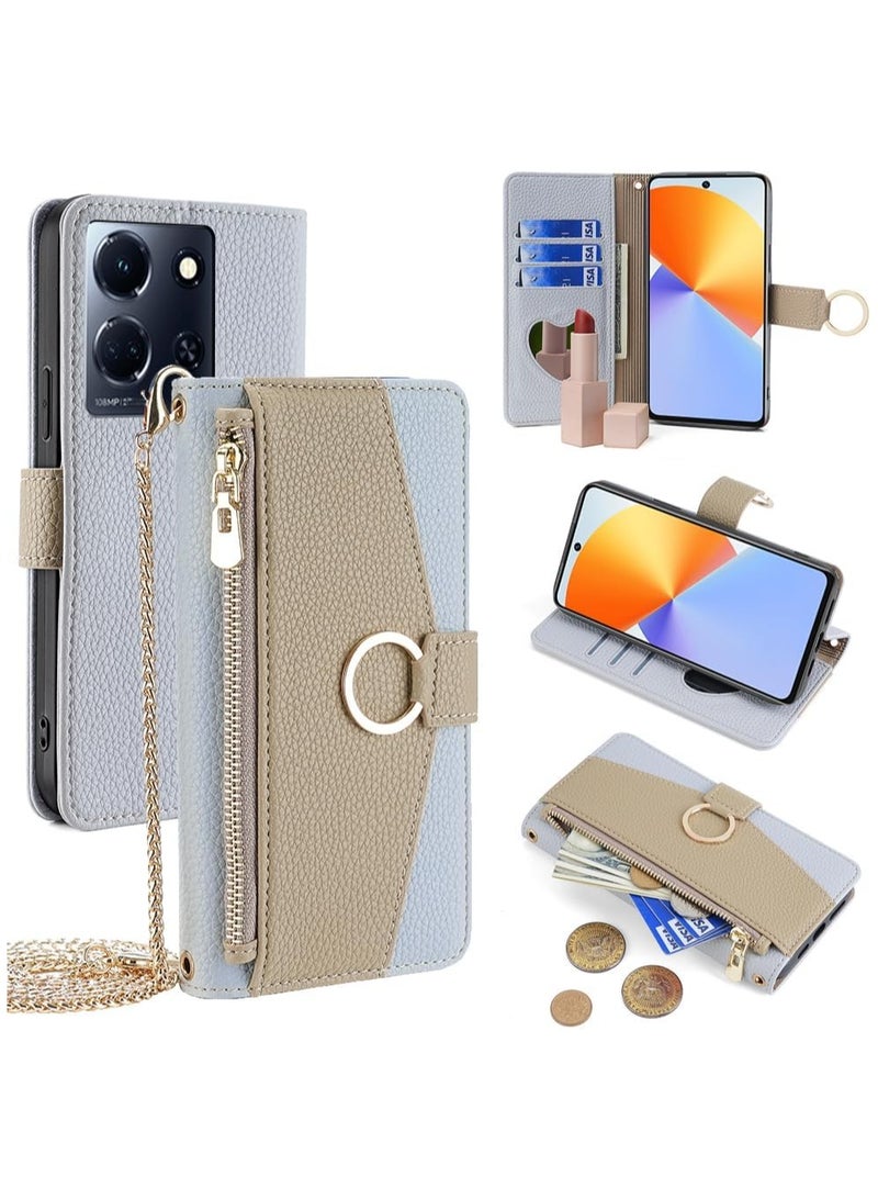 General Wallet Case with Crossbody Strap Compatible for Infinix Note 40 Pro 5G, Magnetic Handbag Zipper Pocket Cases PU Leather Flip Shockproof Cover with Kickstand  - Image 1