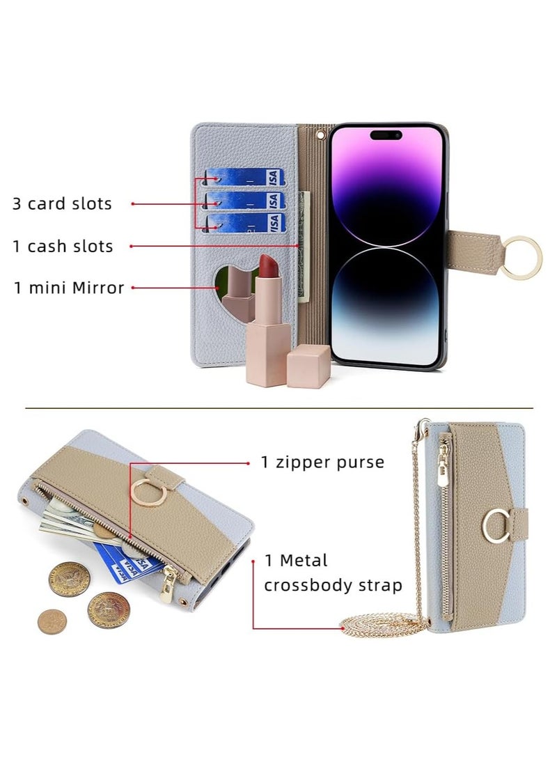 General Wallet Case with Crossbody Strap Compatible for Infinix Note 40 Pro 5G, Magnetic Handbag Zipper Pocket Cases PU Leather Flip Shockproof Cover with Kickstand  - Image 2