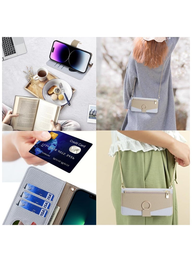 General Wallet Case with Crossbody Strap Compatible for Infinix Note 40 Pro 5G, Magnetic Handbag Zipper Pocket Cases PU Leather Flip Shockproof Cover with Kickstand  - Image 4