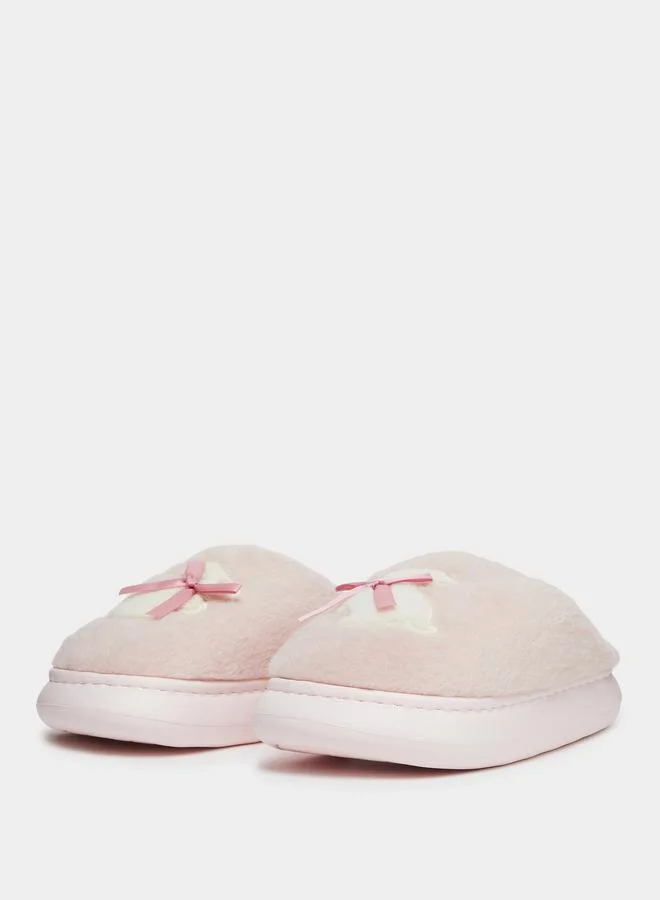 Take Two Pink Plush Bedroom Slides