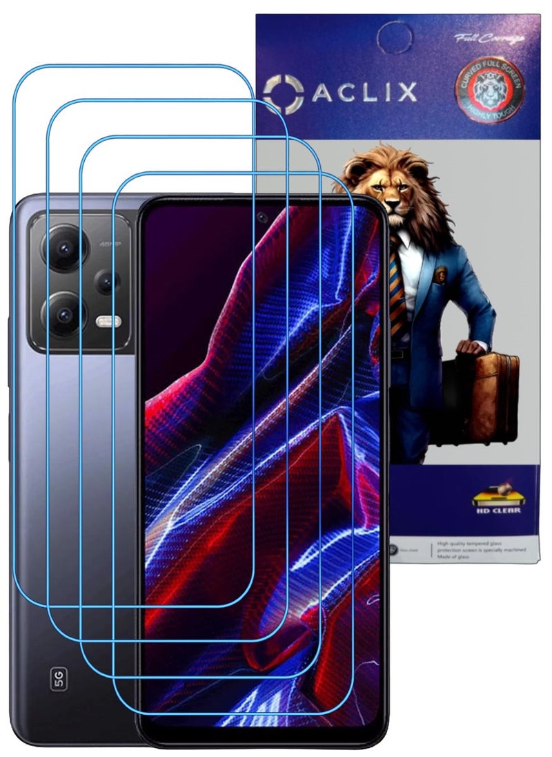 ACLIX 4 Pieces Antistatic ESD Dustproof Premium Quality High Definition Clear Tempered Glass Screen Protector Designed For Xiaomi Poco X5 - Image 1
