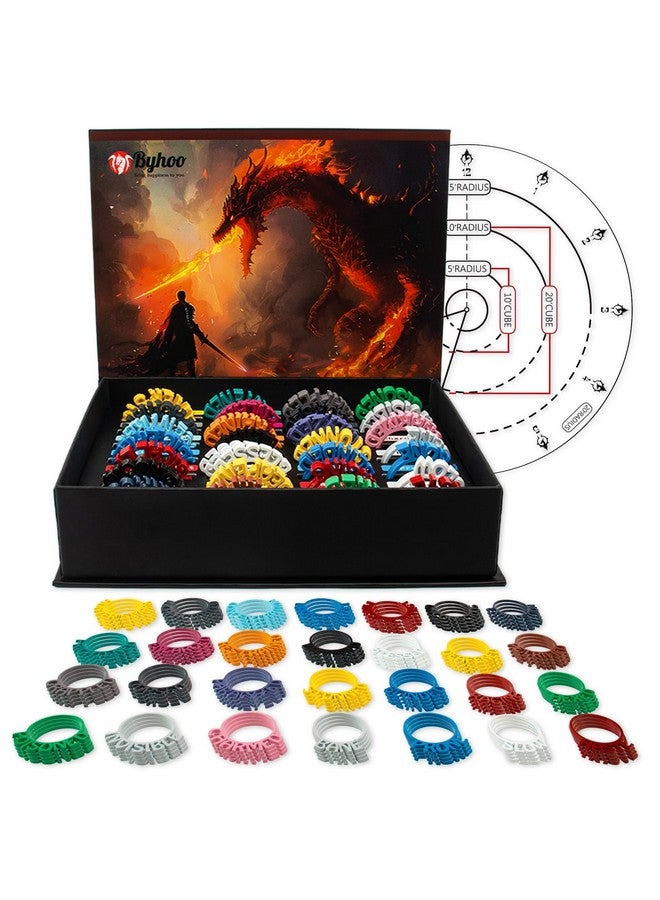 Byhoo Byhoo Metal DND Condition Rings in 28 Markers with Spell Template, 112PCS DND Miniatures Status Effect Rings with Storage Box, Ideal Gift for D&D Pathfinder and More Tabletop RPG  - Image 1