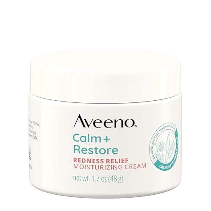 Aveeno Calm + Restore Facial Moisturizer Face Cream for Redness Relief, Non-Comedogenic, Ceramide & Vitamin B5, Hydrating for Dry, Sensitive Skin, Hypoallergenic, Fragrance-Free, 1.7 oz - Image 1