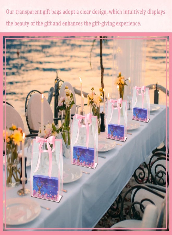 Philbinden 15Pack Clear Plastic Gift Bags with Handle,Reusable PP Gift Wrap Tote Bags with Ribbon for Wedding Bridal Birthday Party Baby Shower Goodies Graduation Shopping Business, 7x10x3.15 Inch (Pink) - Image 5