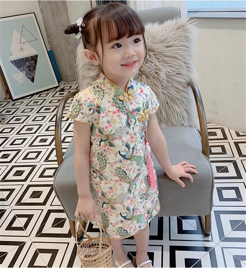 Girls Chinese Style Hanfu Summer Dress Peacock -8 