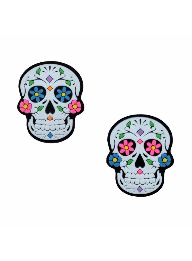 Racket Expressions 2 Sided Dia De Los Muertos Skull Holiday Tennis Racket Dampener Shock Absorber, Tennis Dampeners for Rackets - Tennis Vibration Dampeners - Fits All Racquets - 2 Pack - Image 1