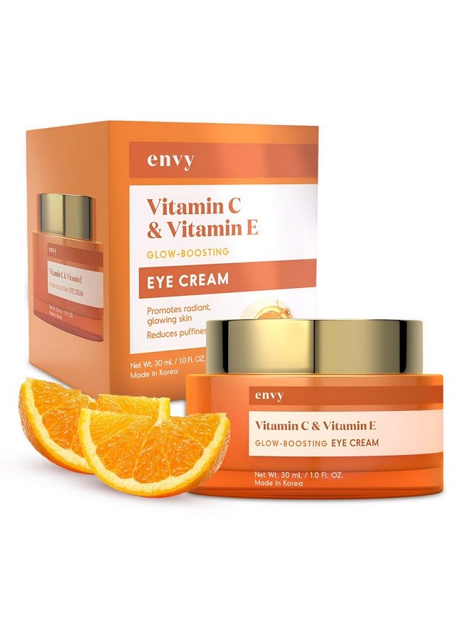 إنفي كريم العين بفيتامين C وفيتامين E للهالات السوداء والانتفاخات وتفتيح البشرة ومكافحة الشيخوخة تحت كريم العين يجدد العيون المتعبة، عناية كورية بالبشرة خالية من القسوة لجميع أنواع البشرة، 1.01 أونصة - Image 1