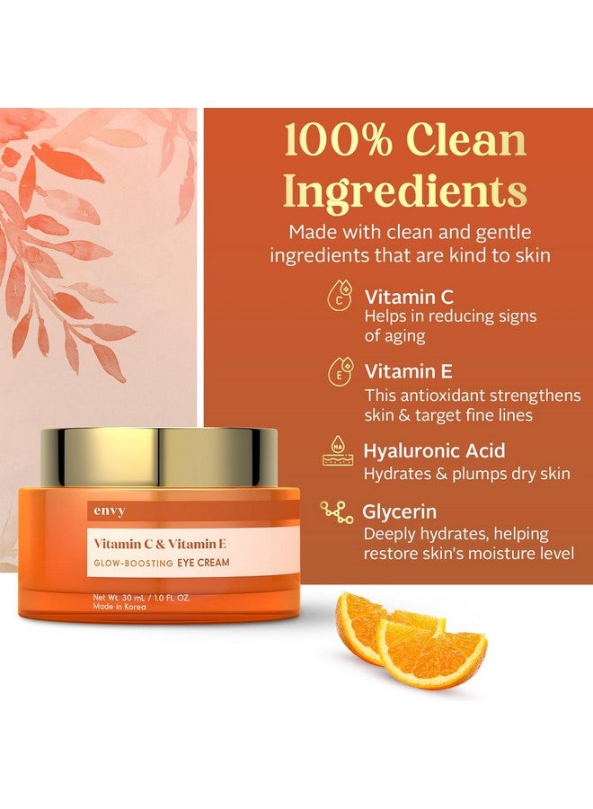 إنفي كريم العين بفيتامين C وفيتامين E للهالات السوداء والانتفاخات وتفتيح البشرة ومكافحة الشيخوخة تحت كريم العين يجدد العيون المتعبة، عناية كورية بالبشرة خالية من القسوة لجميع أنواع البشرة، 1.01 أونصة - Image 4