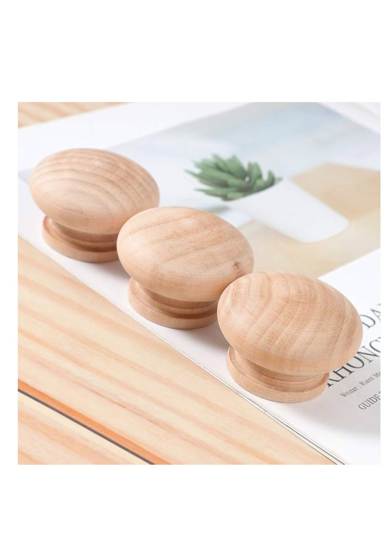 KNP KNP Pine Finish Wooden Knob Drawer Knobs and Pulls Wooden Round Shaped Drawer Handles Cabinet Knobs for Home (40mm) 4 Pcs  - Image 1