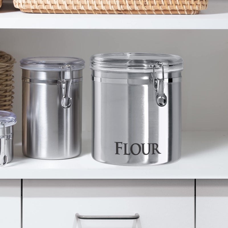 Oggi Jumbo 8" Stainless Steel Flour Clamp Canister - Airtight Food Storage Container Ideal for Kitchen & Pantry Storage of Flour or other Bulk, Dry Foods. - Image 2