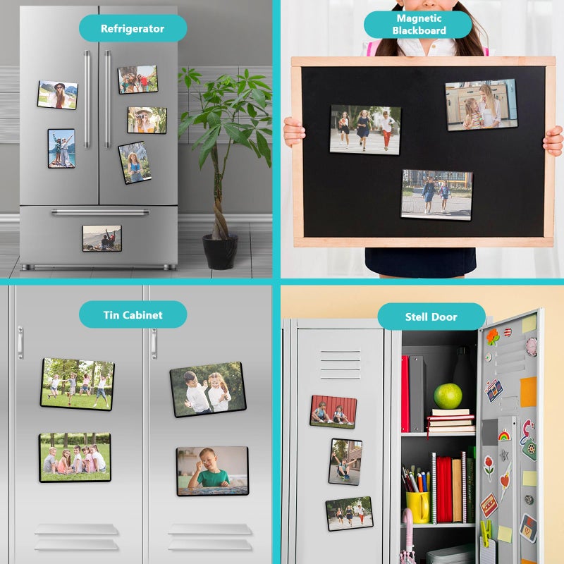 Sloworld Magnetic Picture Frame, 10 Pack Magnet Photo Frames for Refrigerator 4"x6" Reusable Fridge Photograph Frames for Locker/Whiteboard/Office Cabinet (Black 10 Pack) - Image 3
