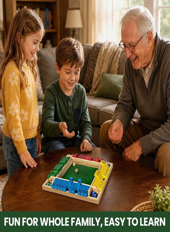 ropoda 12 Inches 4-Way Shut The Box Dice Board Game (2-4 Players) for Kids & Adults [4 Sided Large Wooden Board Game, 8 Dice + Shut-The-Box Rules] Smart Game for Learning Addition - Image 2
