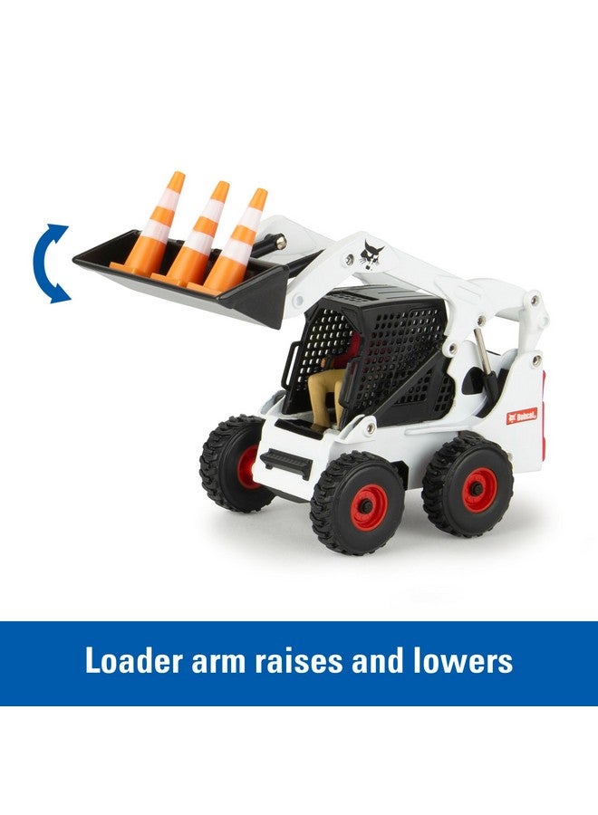 TOMY Bobcat Construction Toys - 1:32 Scale - Includes Pick Up Truck, Skid Steer, Trailer, Worker, and Cones - Collectible Die-Cast Skid Steer - Indoor and Outdoor Toys - Ages 3 Years and Up - Image 3
