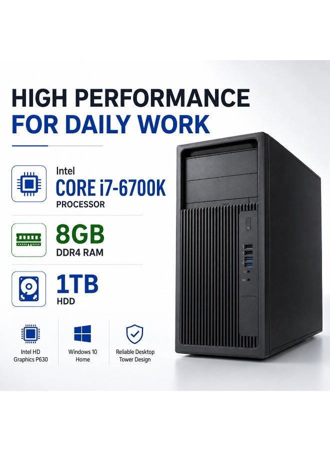 كمبيوتر مكتبي تاور احترافي معالج إنتل كور i7-6700K رام 8 جيجابايت هاردسك 1 تيرابايت ويندوز 10 هوم - Image 5