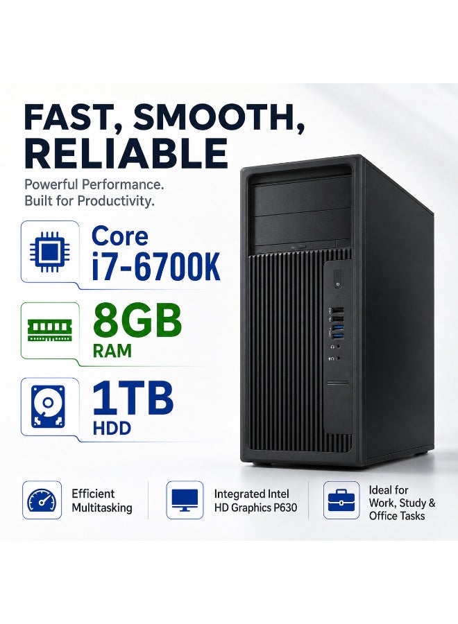 كمبيوتر مكتبي تاور احترافي معالج إنتل كور i7-6700K رام 8 جيجابايت هاردسك 1 تيرابايت ويندوز 10 هوم - Image 2