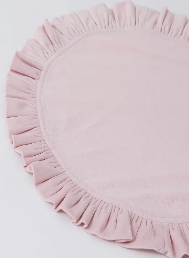 Opexscal 18 Inch Velvet Round Placemat with Ruffle for Dining Table Outdoor Placemats Non-Slip Washable for Gathering, Occasional Decoration and Family Parties Celebrations Set of 4, Pink - Image 5