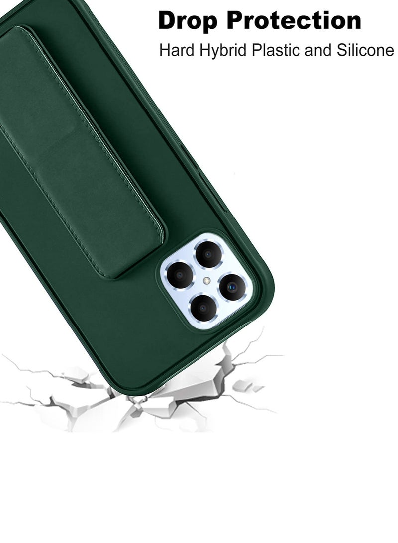 Wtech PU Leather Hand Strap Grip Holder Stand Phone Case Cover For Honor X8 4G Dark Green - Image 5