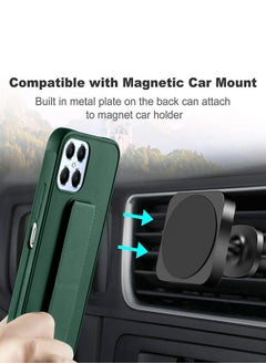 Wtech PU Leather Hand Strap Grip Holder Stand Phone Case Cover For Honor X8 4G Dark Green  - Image 3