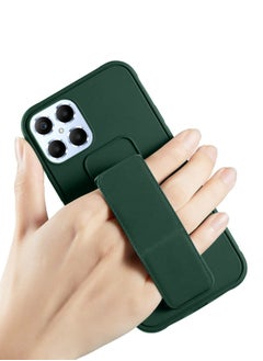 Wtech PU Leather Hand Strap Grip Holder Stand Phone Case Cover For Honor X8 4G Dark Green  - Image 2