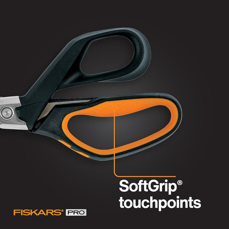 Fiskars Pro PowerArc Shop Shears, Heavy Duty Stainless Steel Scissor, Industrial Grade Tool for Building and Construction, 10 in, Orange/Black - Image 4