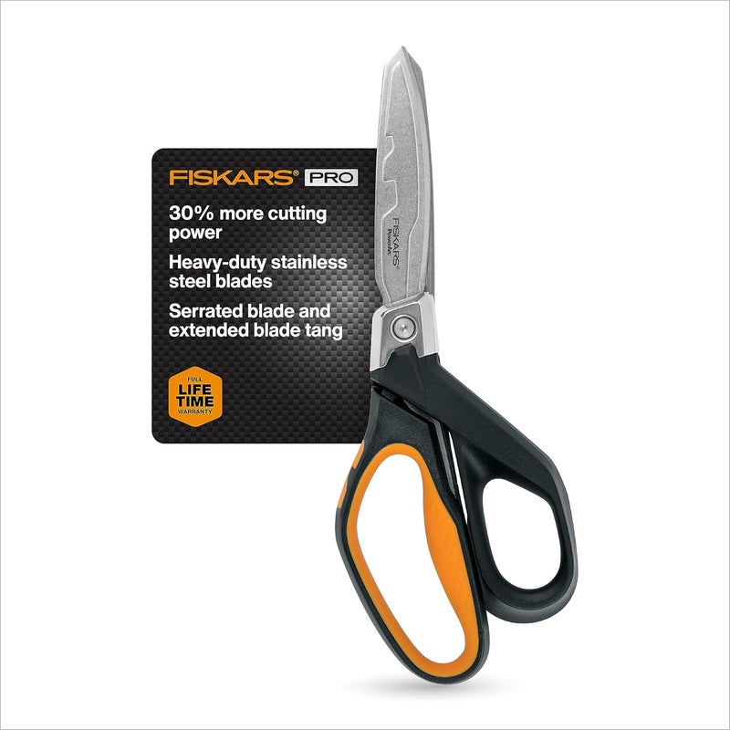 Fiskars Pro PowerArc Shop Shears, Heavy Duty Stainless Steel Scissor, Industrial Grade Tool for Building and Construction, 10 in, Orange/Black - Image 1