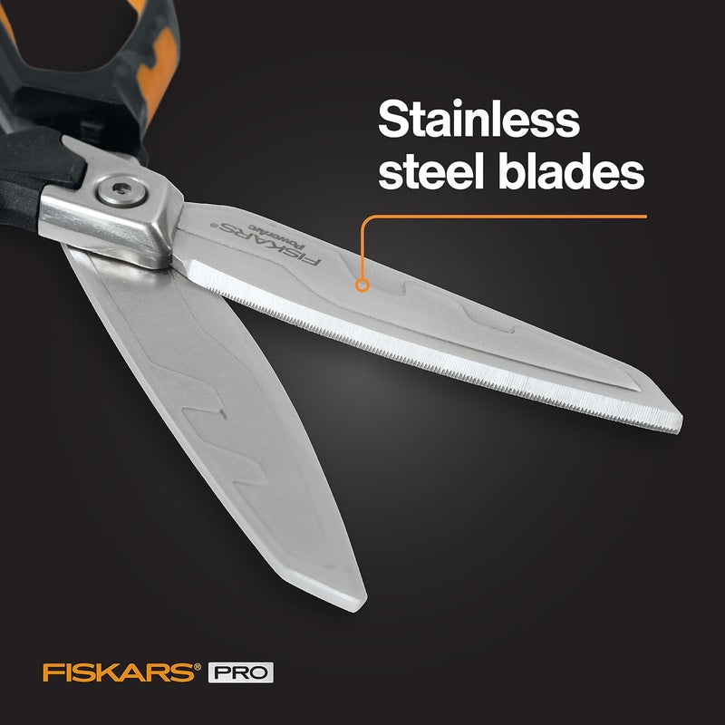 Fiskars Pro PowerArc Shop Shears, Heavy Duty Stainless Steel Scissor, Industrial Grade Tool for Building and Construction, 10 in, Orange/Black - Image 5