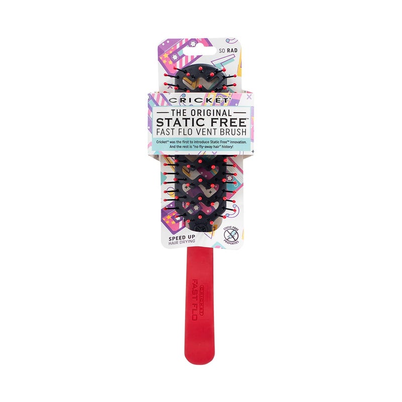 Cricket Static Free Fast Flo Color Vent Hair Brush - Quick and Blow Drying, Detangling, and Frizz-Free Styling - Anti-Static Bristles, Ideal for All Hair Types, So Rad (Red) - Image 2