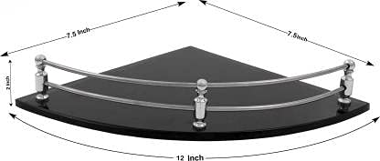 AMPEX Black Glass Corner Shelf for Bathroom and Kitchen Shelf Bathroom Accessories | Kitchen Shelves | Wall Shelf | Storage Shelf | Glass Shelves - 7.5 X 7.5 Inches - Black (Pack of 5) - Image 2