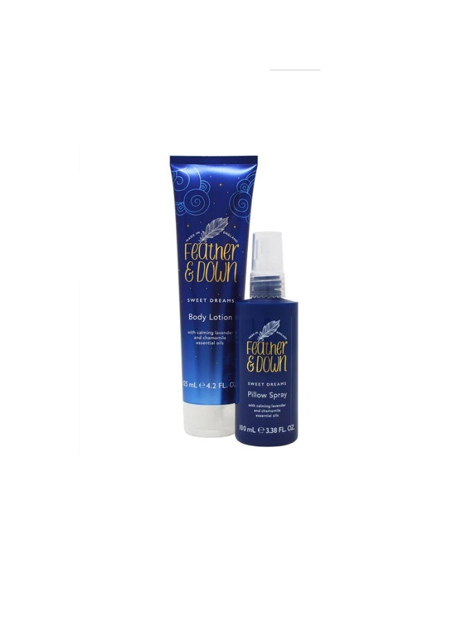 Feather & Down Sweet Dream Relax and Unwind Gift Set (100ml Pillow Spray And 125ml Body Lotion) - With Calming Lavender And Chamomile Essential Oils - Image 1