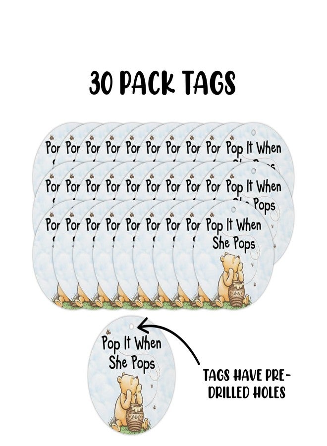 Lashicorn Honey Bear Pop It When She Pops Pooh 30pk 2.5” Hang Tags Champagne Tags for Baby Shower Labels Tie Ribbon On with Holes Butterly - Image 2