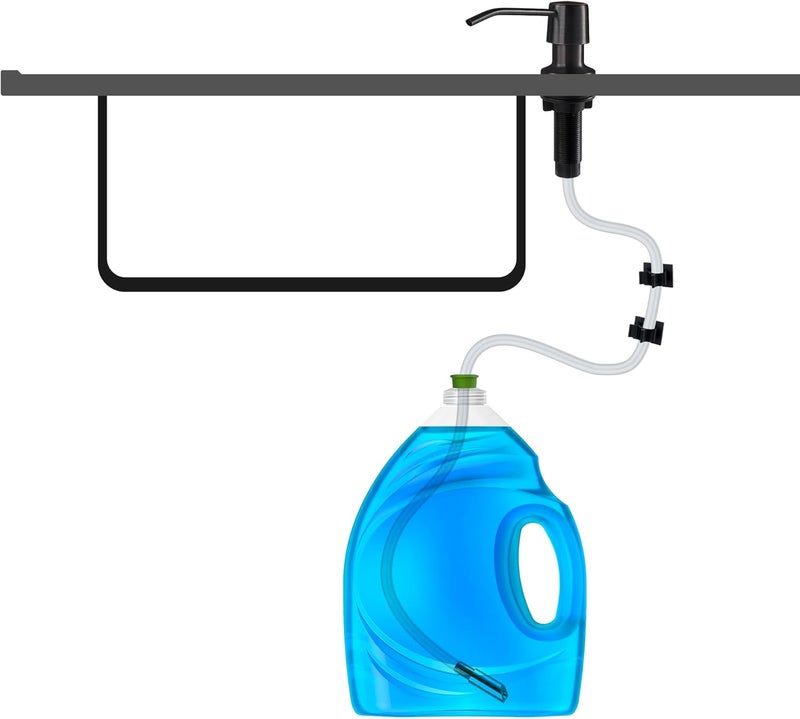 Stylever Soap Dispenser - 4” Spout and 16oz Capacity Bottle - Built in Sink Soap Dispenser for Kitchen Sink - Oil Rubbed Bronze Countertop Soap Dispenser Pump with 47" Extension - Image 1