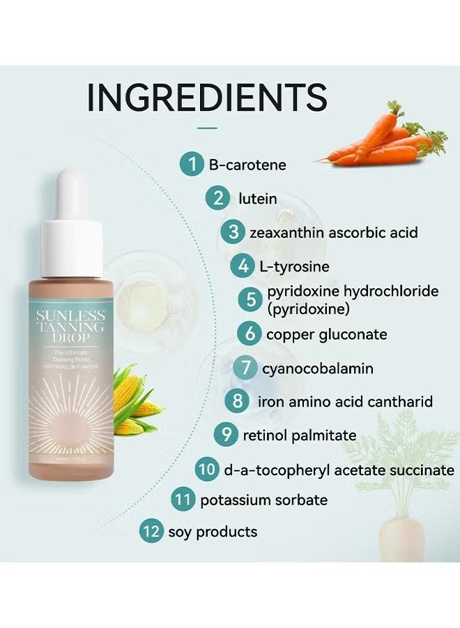 SNM Drinkable Sunless Tanning Drops, Self Tanner for Face & Body, Gradual Tan with Natural-Looking Glow, Easy-to-Use Daily Tanning Drops to Drink for a Bronzed Look, Hydrating Formula - Image 2