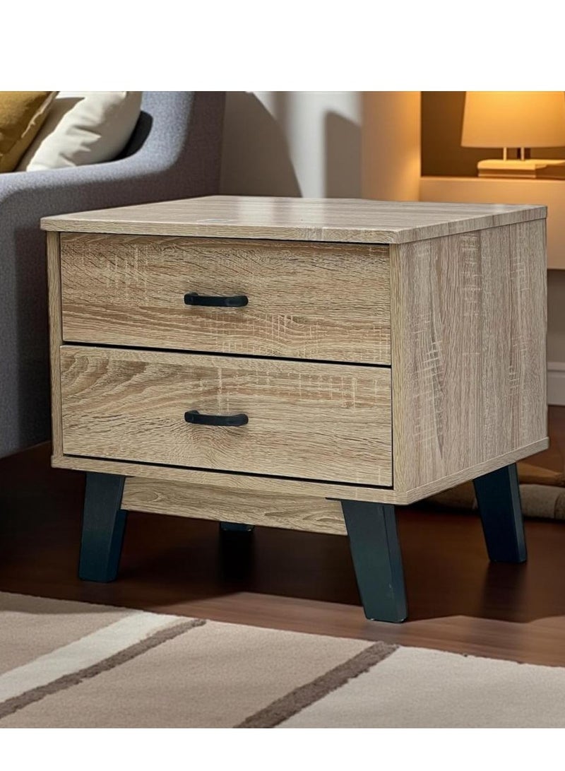 Modern wooden two-drawer side table