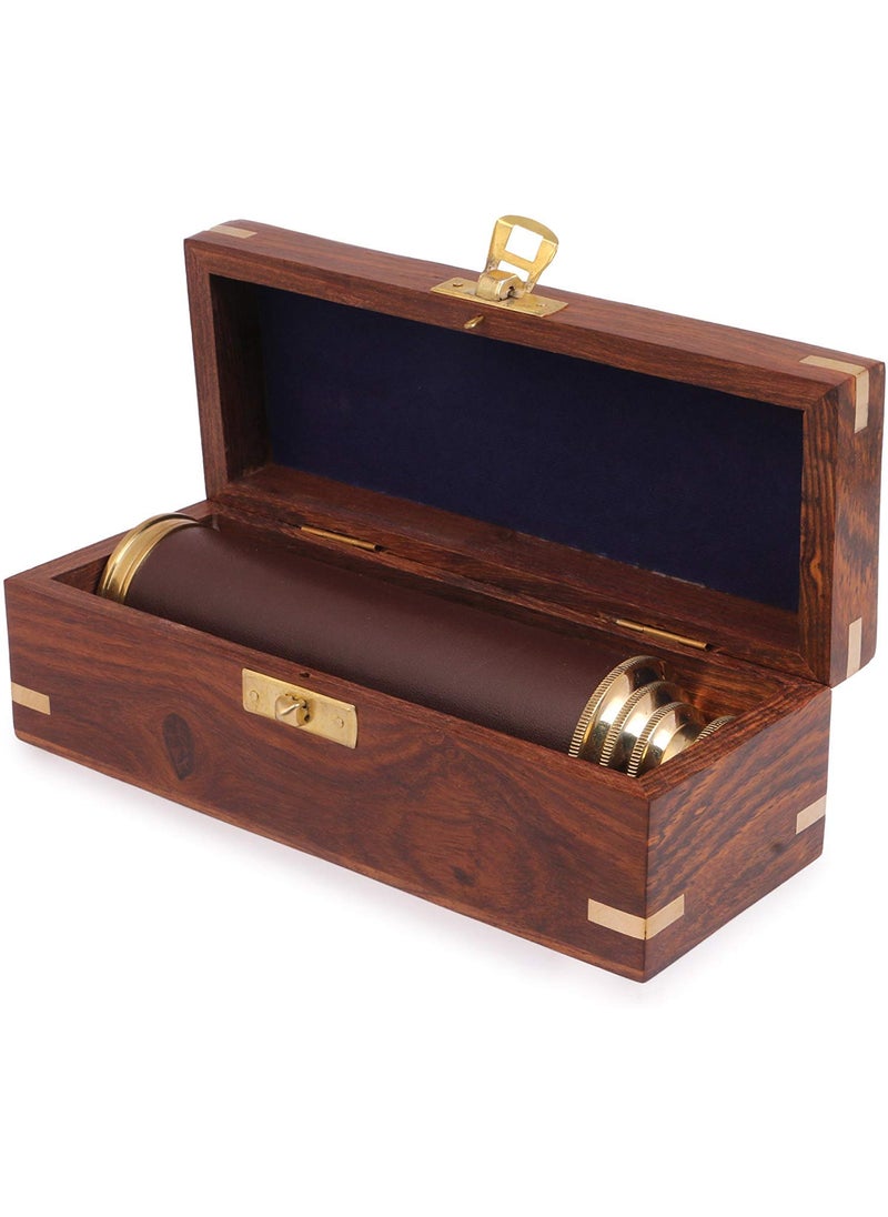 U.K MART UK MART 15 Inch Handmade Solid Brass Telescope With Wooden Box  - Image 1