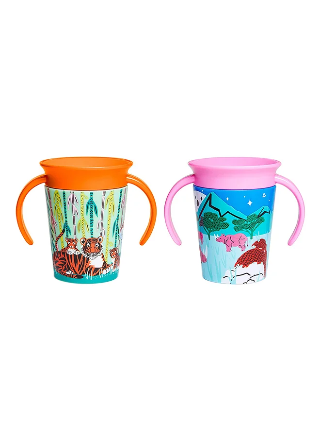 Munchkin Miracle 360° Wildlove Trainer Cup 6oz/177ml Rhino and Tiger 2 Pack
