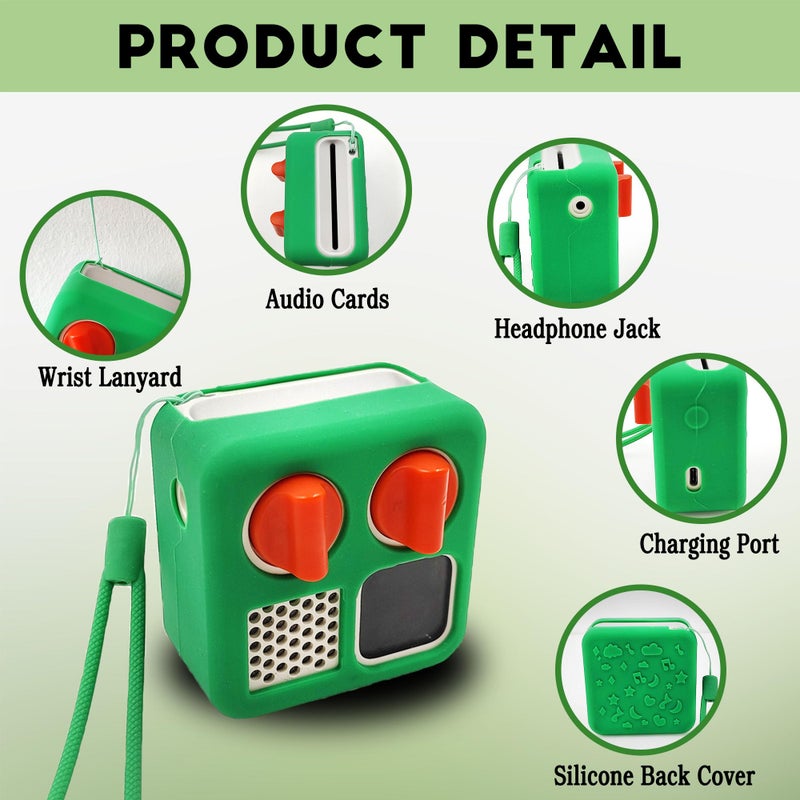 xcivi Anti-Slip Silicone Cover for YOTO Mini Audio Player, Protective Sleeve Case for Mini Player; Accessory for Kids Music Players (case only) (Green) - Image 2