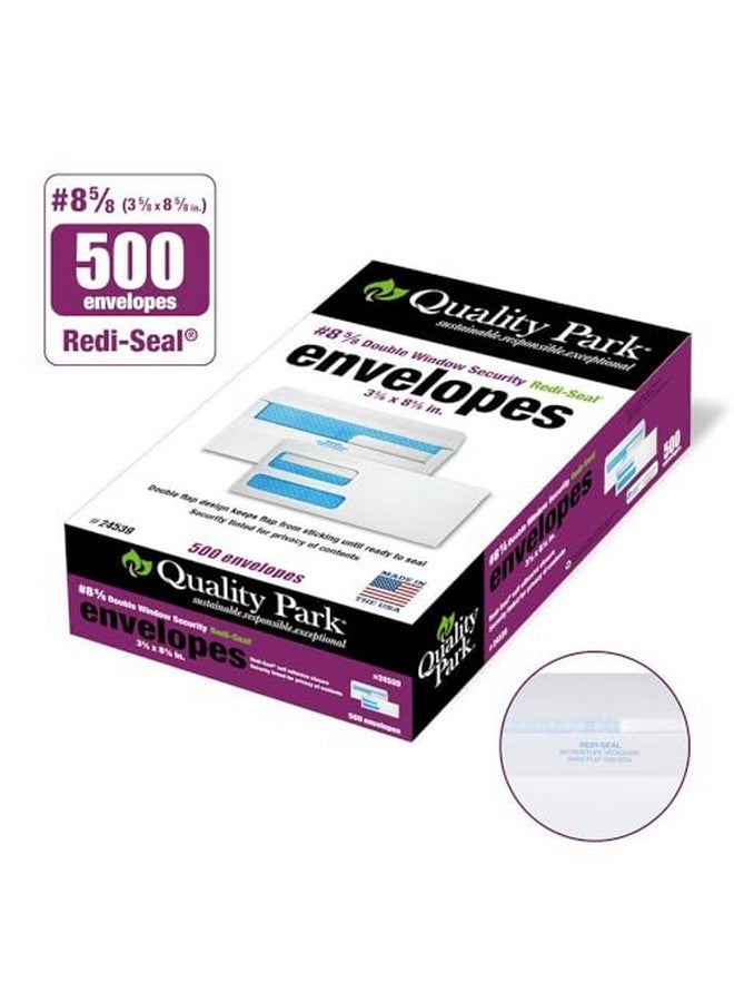كوالتي بارك 8 5/8 مظاريف أمان مزدوجة النافذة مغلفات ذاتية الغلق للفواتير/البيانات 35/8 بوصة × 85/8 بوصة 24 رطل أبيض 500/صندوق (Qua24539) - Image 4