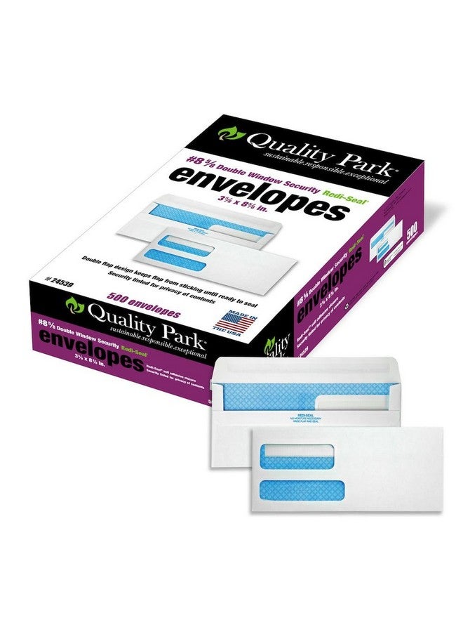 كوالتي بارك 8 5/8 مظاريف أمان مزدوجة النافذة مغلفات ذاتية الغلق للفواتير/البيانات 35/8 بوصة × 85/8 بوصة 24 رطل أبيض 500/صندوق (Qua24539) - Image 1