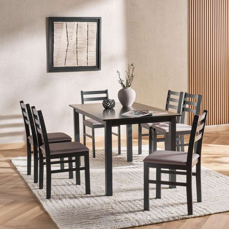 Pan Home Walnut Dining Set for 6