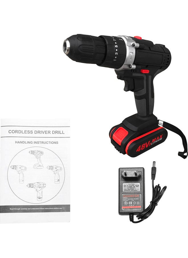 Generic - Electric Impact Cordless Drill High Power Drill Black/Red 27x5x24.5cm - Image 1