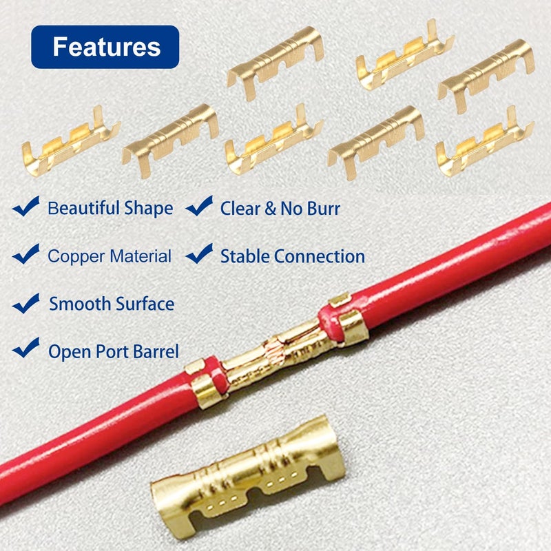 Tnisesm 200Pcs U Shape Copper Ring Terminals,Open Barrel Crimp Terminals with Heat shrinkable Tube, Butt Connector â€‹for Electricity Automotive - Image 4