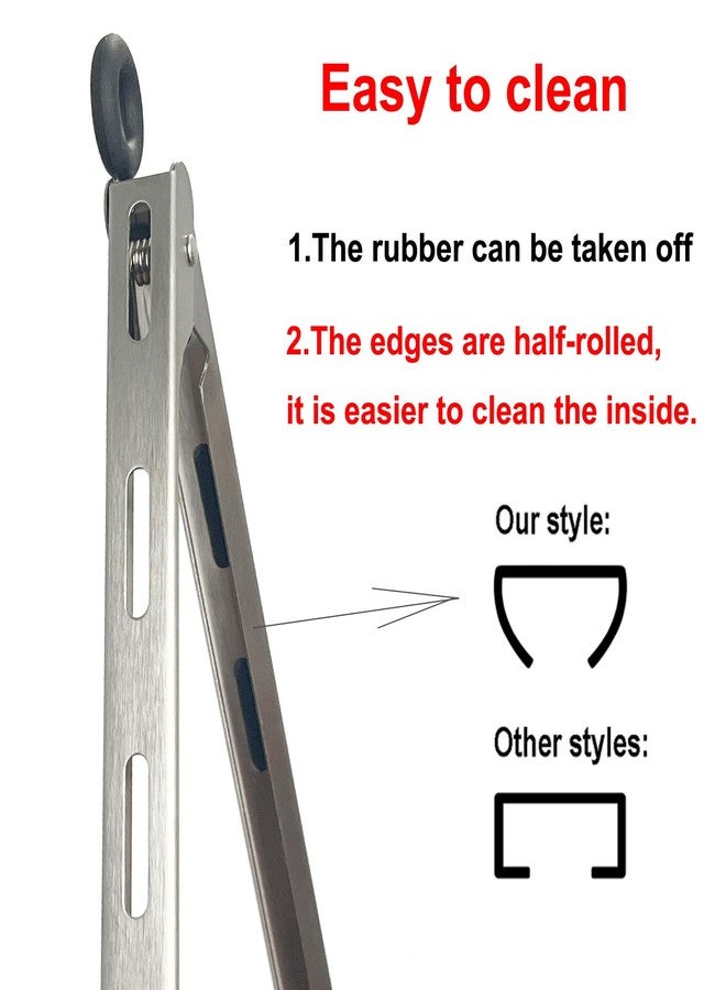 Lyxa SR 12-inch Stainless Steel Kitchen Tongs with Locking, Metal Food Tongs Non-Slip Grip (12") - Image 3