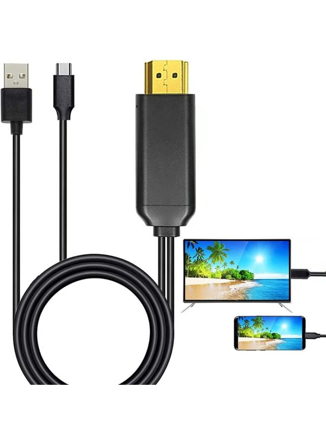 USB 3.1 Type-C to HDMI MHL 4K HD Video Digital Converter Cord for Android Phone to Monitor Projector TV(Black)