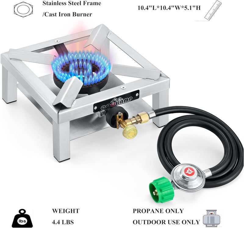 COOKAMP Propane Burner Angle Iron Camp Stove with CSA Listed Regulator and 4ft Hose (SS1200) - Image 3